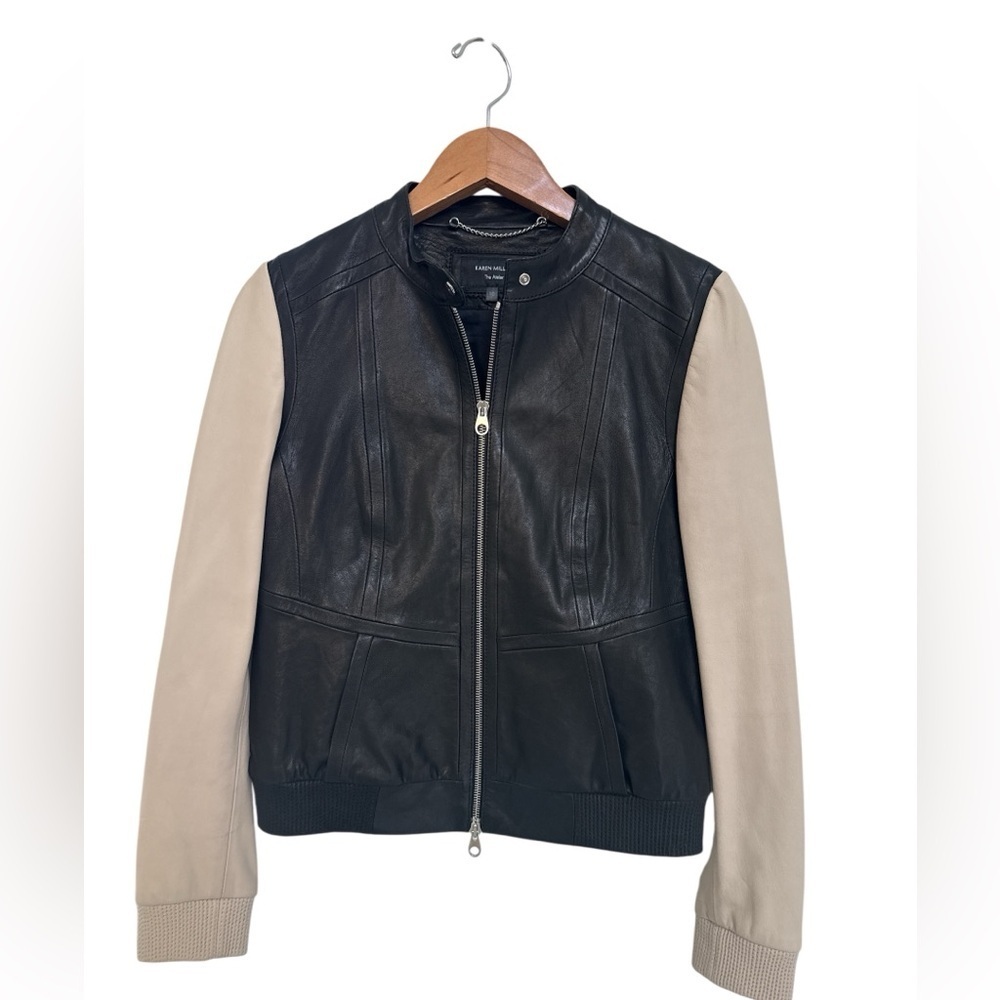 Karen Millen The Atelier Leather Bomber Jacket